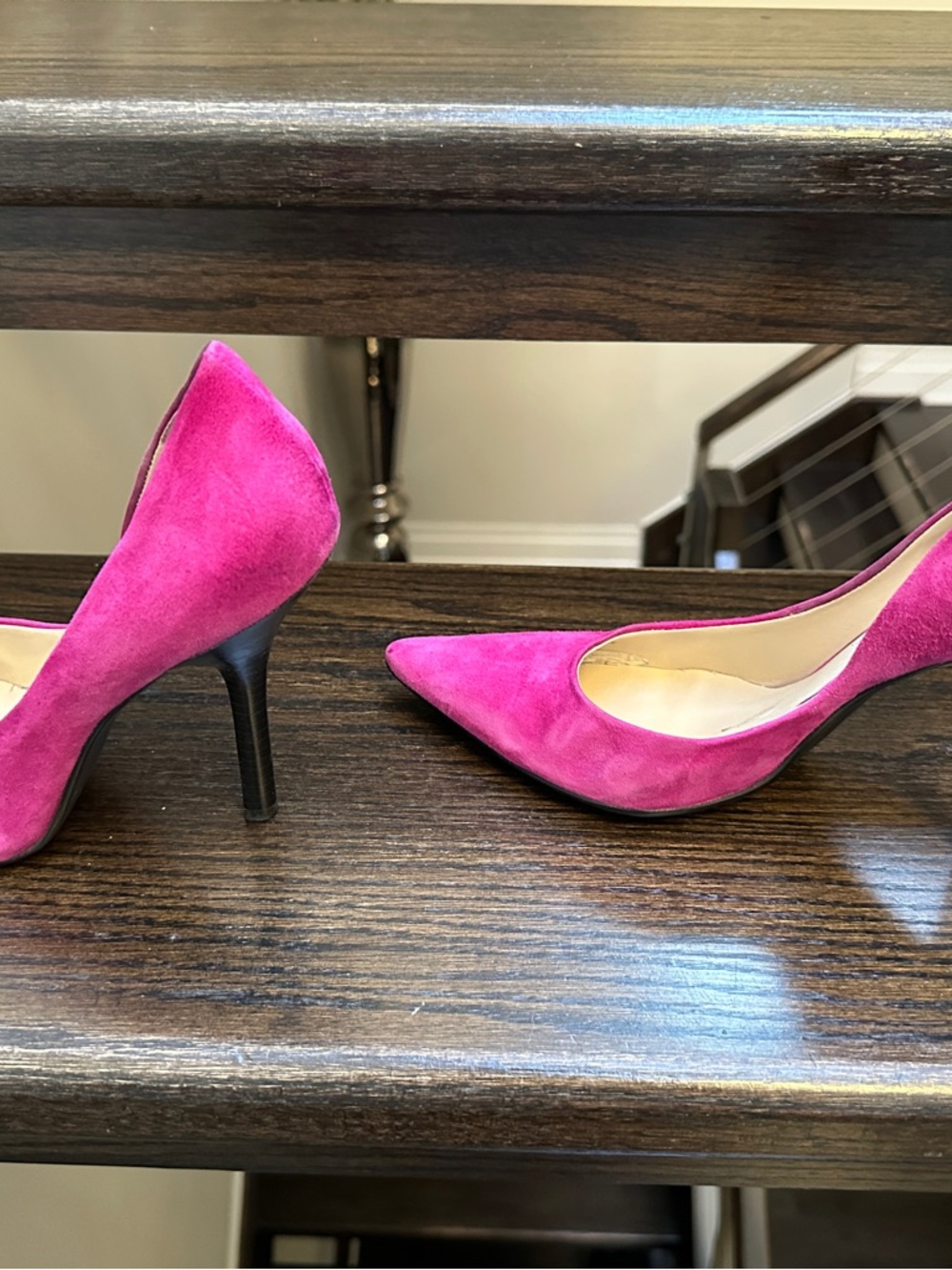 Guess Hot Pink Suede Pointed-Toe Stiletto Pumps